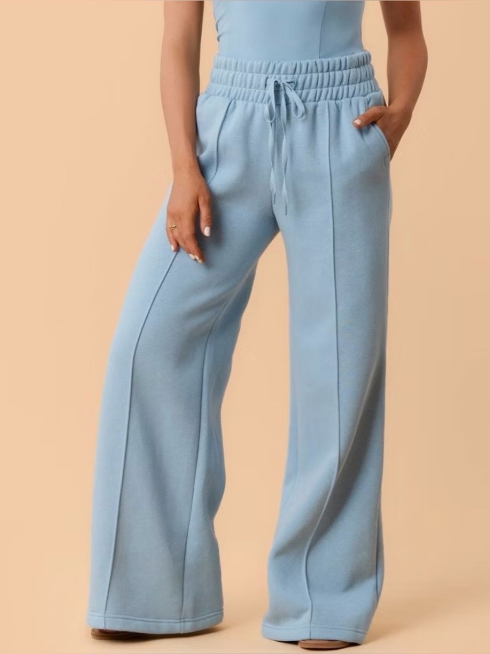 Blogilates Women's Travel Trouser High-Rise Wide Leg Sweatpants Lt Blue 3X NWT